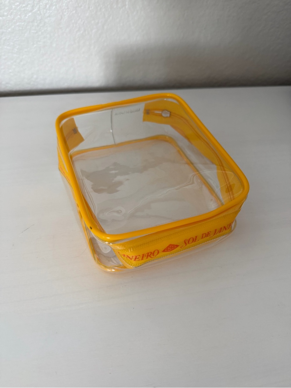 Sol de Janeiro Clear Yellow Trim Square Cosmetic Pouch